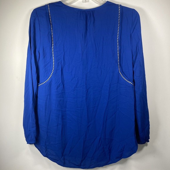 J. Crew Tassel Trimmed Top - Bright Indigo - Size 00 New With Tags $98 - Picture 3 of 5